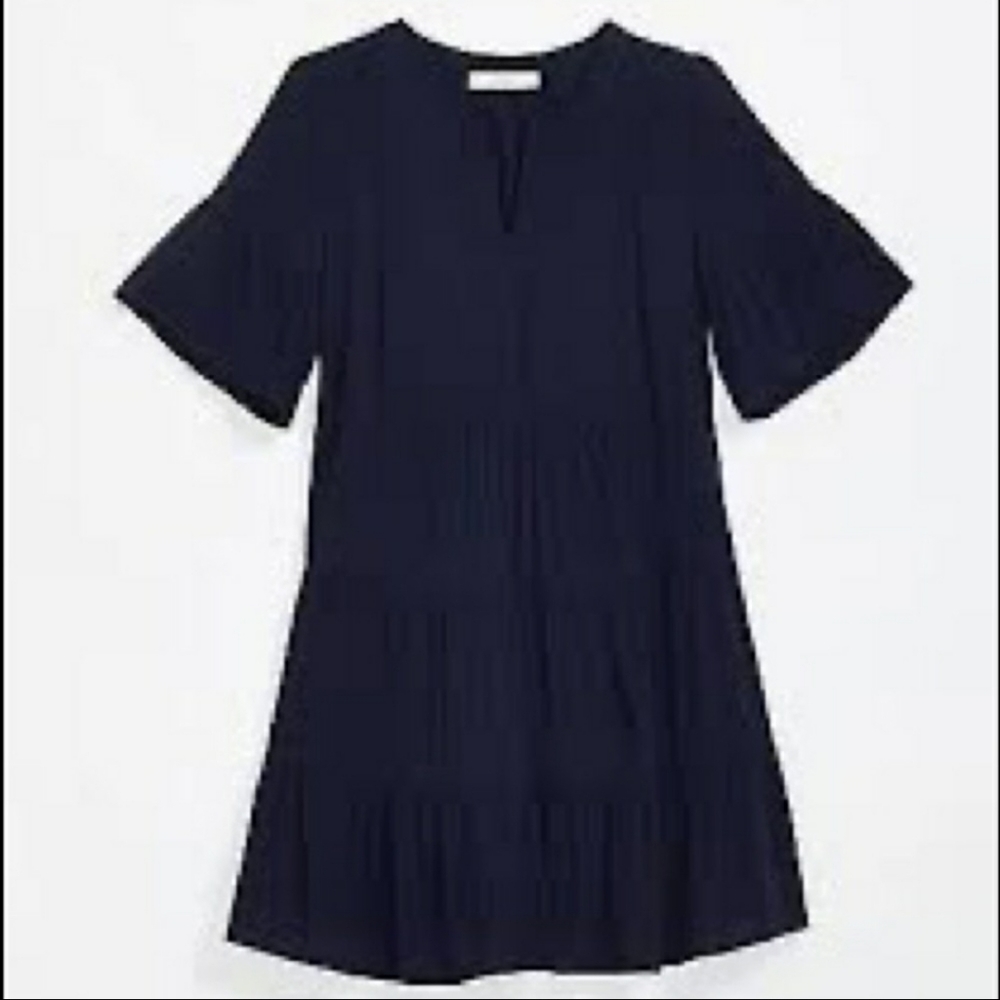 Tiered Split Neck Swing Dress
